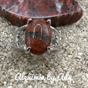 Alquimia red Picasso jasper silver gem ring